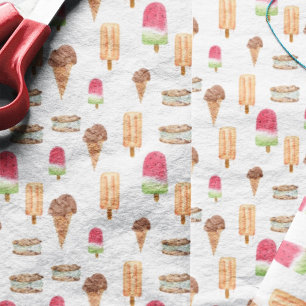Watercolor Ice Cream & Popsicles Popcorn Tissue Paper