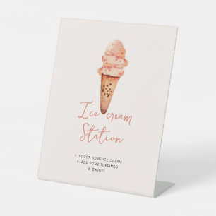 Watercolor Ice Cream station/bar Pedestal Sign