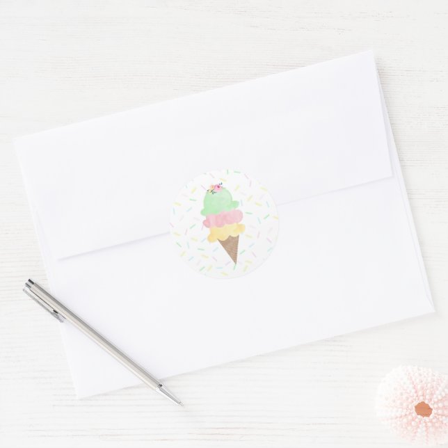Watercolor Ice Cream Stickers (Envelope)