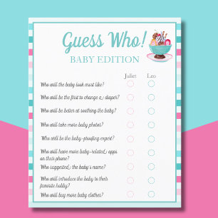 Watercolor Ice Cream Sundae Guess Who Baby Flyer