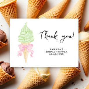 Watercolor ice cream - thank you bridal shower card