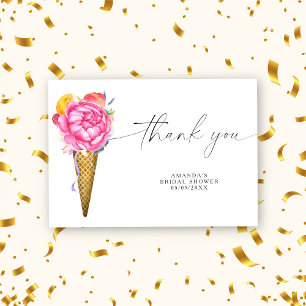 Watercolor ice cream - thank you bridal shower card