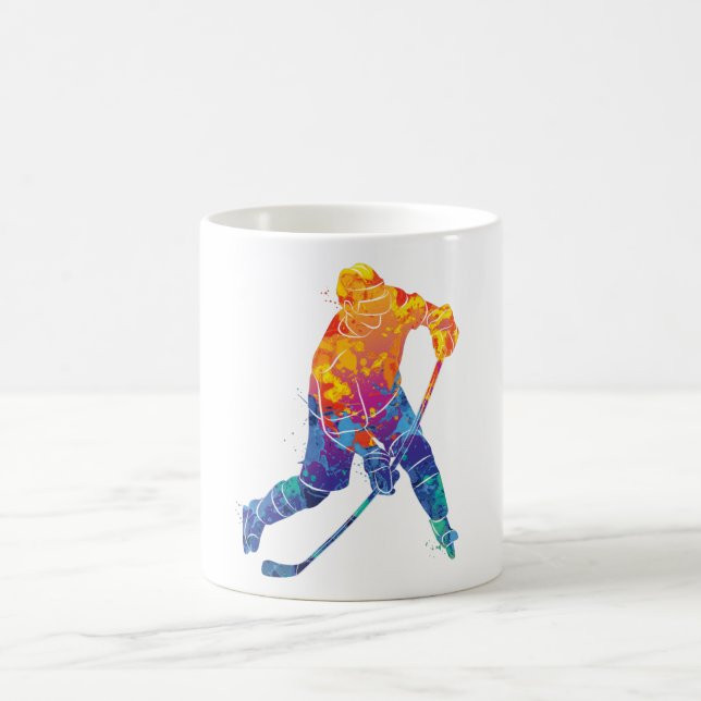 Watercolor Ice Hockey Coffee Mug (Center)