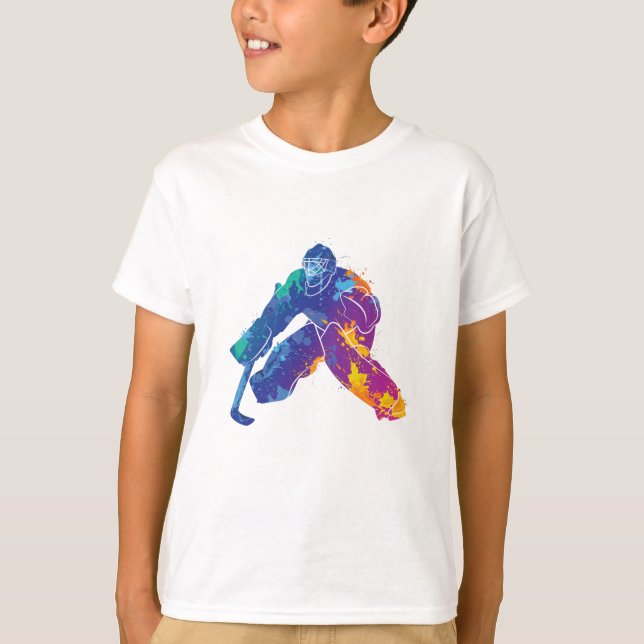 Watercolor Ice Hockey Goalie T-Shirt (Front)