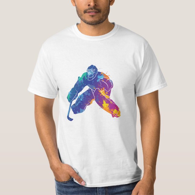 Watercolor Ice Hockey Goalie T-Shirt (Front)