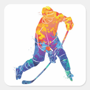 Watercolor Ice Hockey Square Sticker