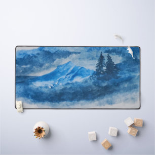 Watercolor Ice Mountains Landscape Painting Desk Mat