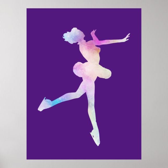 Watercolor Ice Skating Girl Poster (Front)