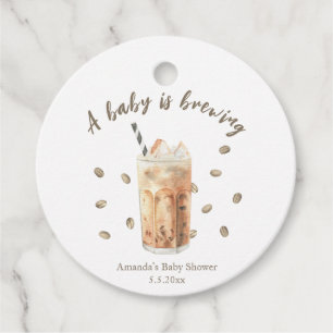 Watercolor Iced Coffee Brewing Baby shower Favour Tags