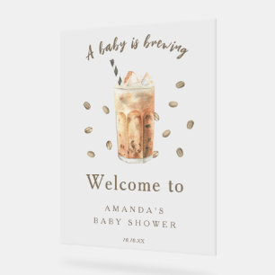 Watercolor Iced Coffee Frappe Baby Shower Acrylic Sign