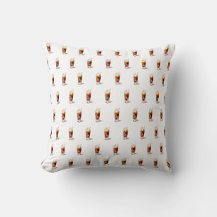 Watercolor Iced Coffee with Cream Cocktail Drink Cushion