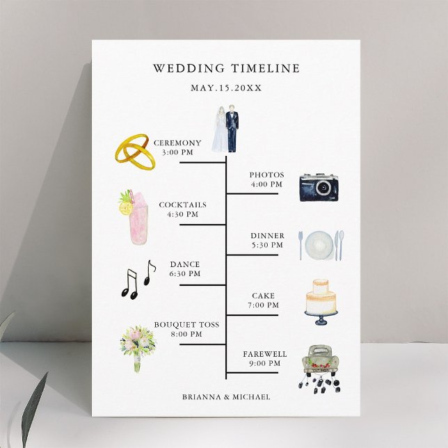 Watercolor Icon Wedding Day Timeline Program (Creator Uploaded)