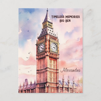 Watercolor Iconic Landmark City London Big Ben  Postcard