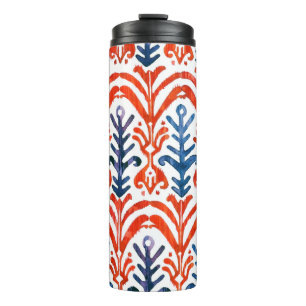 Watercolor Ikat seamless pattern. Decorative flora Thermal Tumbler