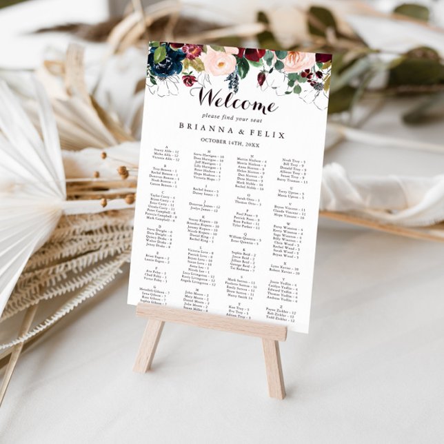 Watercolor Illustrated Alphabetical Seating Chart (Creator Uploaded)