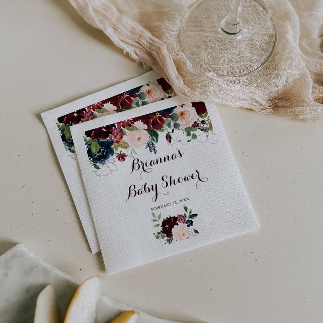 Watercolor Illustrated Calligraphy Baby Shower Napkin (Creator Uploaded)