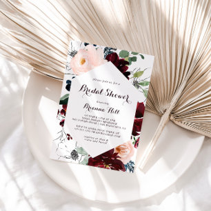 Watercolor Illustrated Calligraphy Bridal Shower Invitation