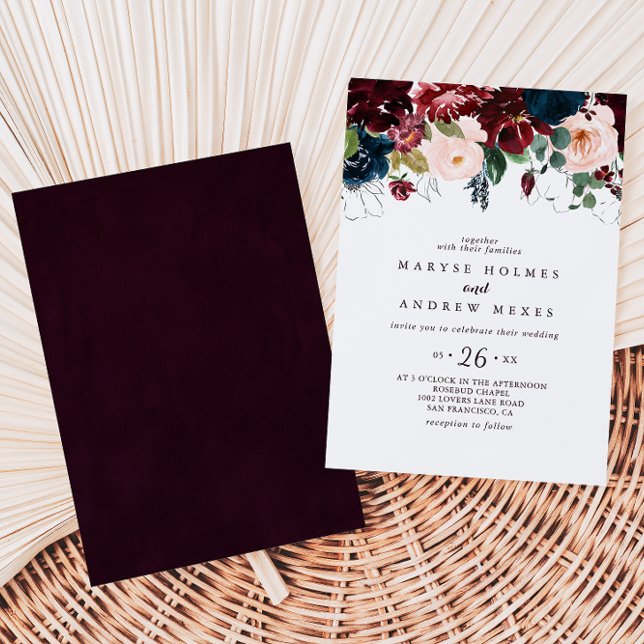 Watercolor Illustrated Fall Floral Casual Wedding Invitation (Creator Uploaded)