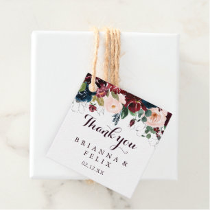 Watercolor Illustrated Fall Floral Wedding Favour Tags