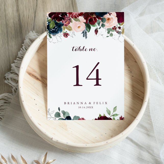 Watercolor Illustrated Fall Floral Wedding Table Number (Creator Uploaded)