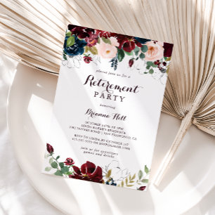 Watercolor Illustrated Fall Retirement Party Invitation