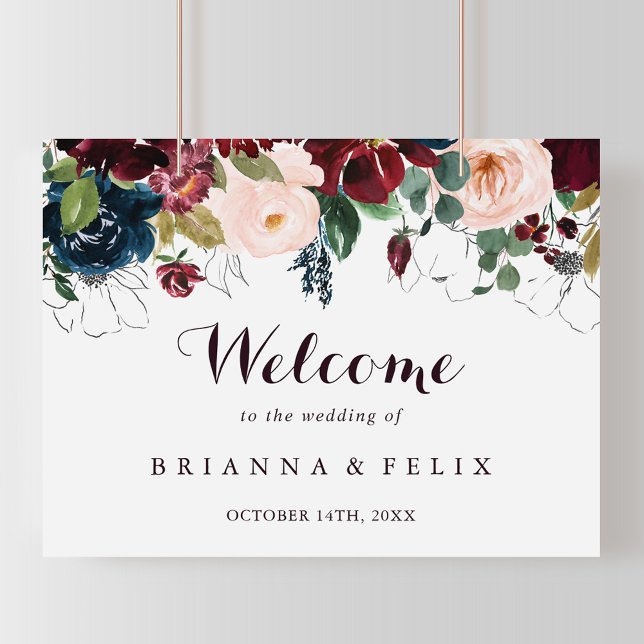 Watercolor Illustrated Fall Wedding Welcome Sign (Creator Uploaded)