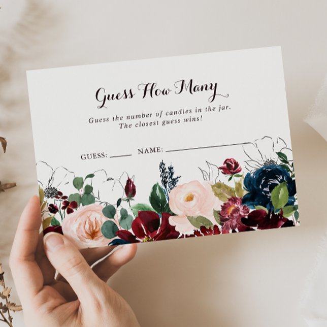 Watercolor Illustrated Guess How Many Game Card (Creator Uploaded)