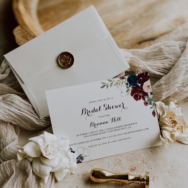 Watercolor Illustrated Horizontal Bridal Shower Invitation (Creator Uploaded)