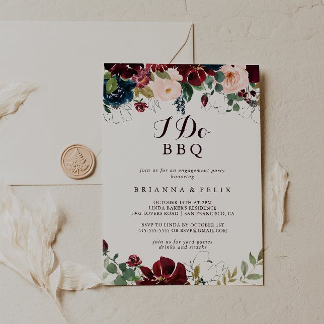 Watercolor Illustrated I Do BBQ Engagement Party Invitation (Creator Uploaded)
