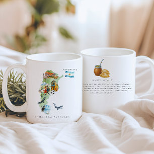 Watercolor Illustrated Map Argentina Monogram Coffee Mug