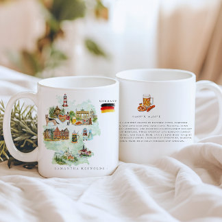 Watercolor Illustrated Map Germany | Monogram Coffee Mug