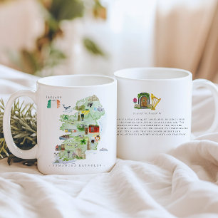 Watercolor Illustrated Map Ireland   Monogram Coffee Mug