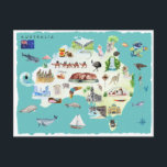 Watercolor Illustrated Map of Australia Postcard<br><div class="desc">A perfect piece of art for for anyone that loves Australia. Add your custom wording to this design by using the "Edit this design template" boxes on the right hand side of the item, or click the blue "Customise it" button to arrange the text, change the fonts and colours and...</div>