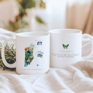 Watercolor Illustrated Map of Belise   Monogram Coffee Mug