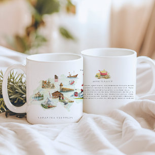 Watercolor Illustrated Map Switzerland   Monogram Coffee Mug