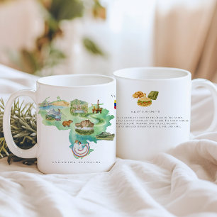Watercolor Illustrated Map Venezuela   Monogram Coffee Mug