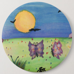 Watercolor Illustration Butterflies Love Couple 6 Cm Round Badge