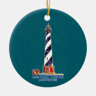 Watercolor Illustration Cape Hatteras Lighthouse Ceramic Ornament