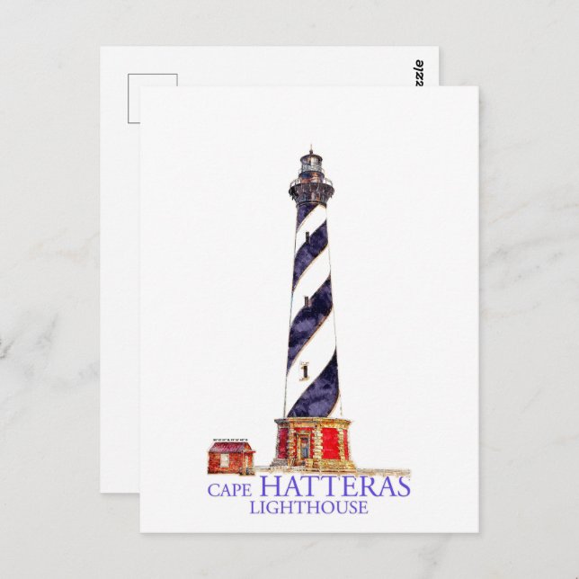 Watercolor Illustration Cape Hatteras Lighthouse Postcard (Front/Back)