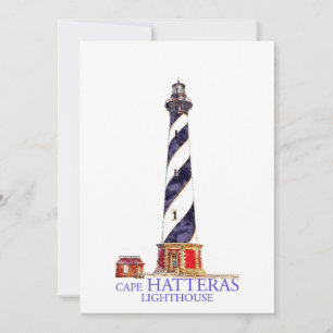 Watercolor Illustration Cape Hatteras Lighthouse Thank You Card