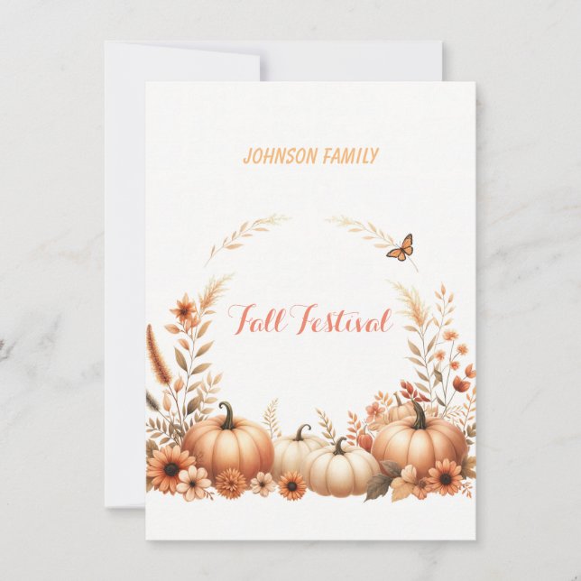 Watercolor illustration Fall Festival Invitation (Front)