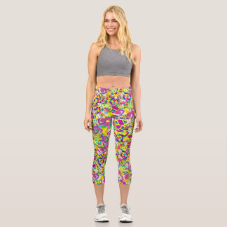 Watercolor Illustration, Flip Flop Pattern Capri Leggings