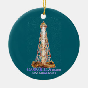 Watercolor Illustration Gasparilla Island Light Ceramic Ornament