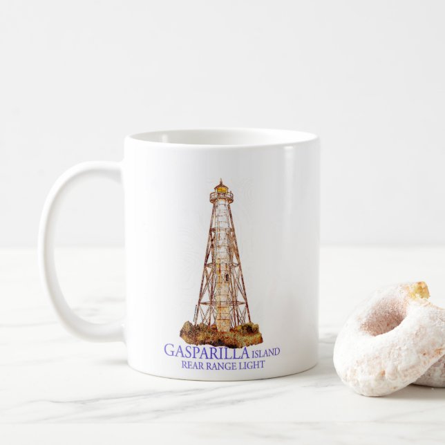 Watercolor Illustration Gasparilla Island Light Coffee Mug (With Donut)