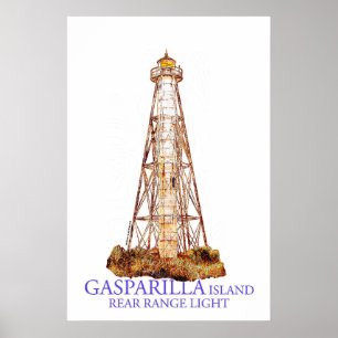 Watercolor Illustration Gasparilla Island Light Poster