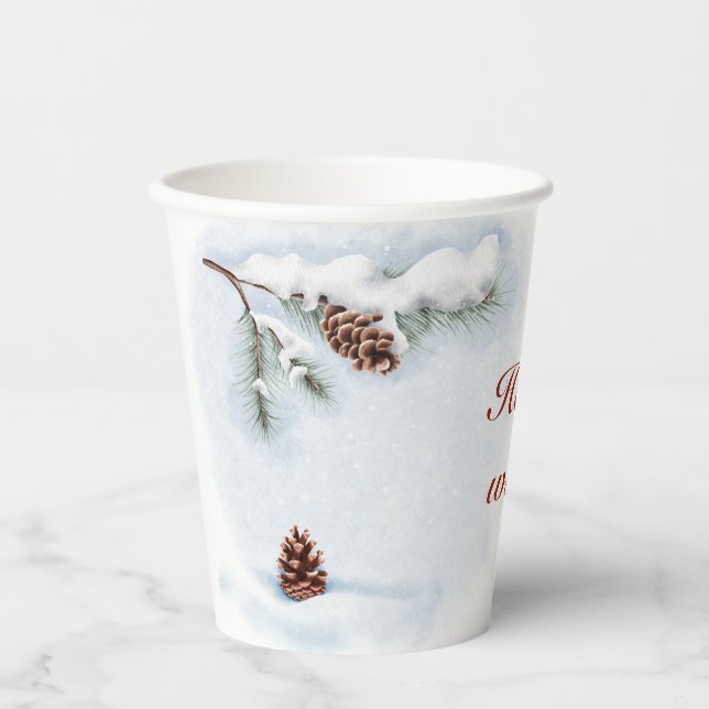 watercolor illustration “Happy Winter” Paper Cups (Front)