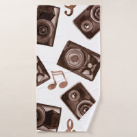 Watercolor illustration music speakers with notes 