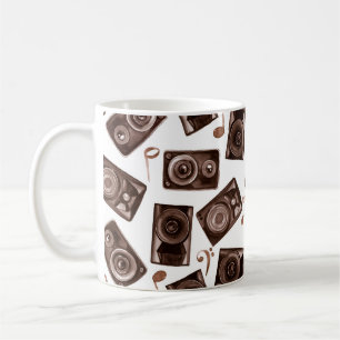 Watercolor illustration music speakers with notes  coffee mug