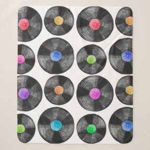 Watercolor illustration of a vinyl lp retro record sherpa blanket