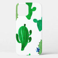 Watercolor illustration of green ink desert cactus